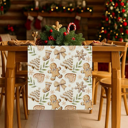Gingerbread Man Table Runner 13'' x 90'' Christmas Farmhouse Holiday Decor