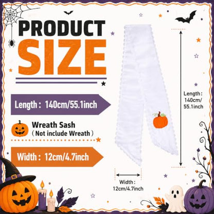 Fall Wreath Sash with Embroidered Pumpkin and Hello Fall Banner - 55.1" x 4.7"