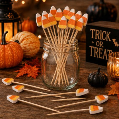 Halloween Candy Corn Cocktail Picks - 100 Pc Fall Party Toothpicks