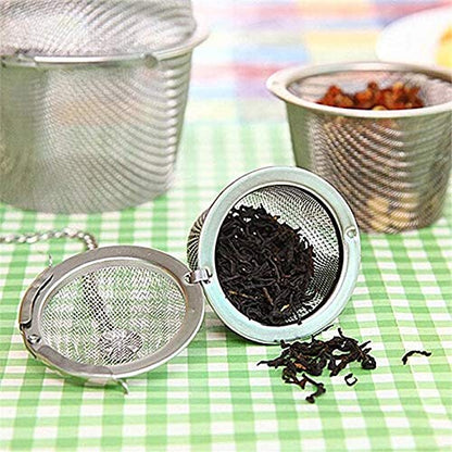 4 PCS Chained Lid Stainless Steel Tea Strainer Mesh Infuser Tea Ball Shape Spice Seasoning Bag Kitchen Tools