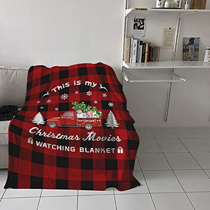 Super Soft Christmas Truck Fleece Throw Blanket - Red Buffalo Check 60x80in