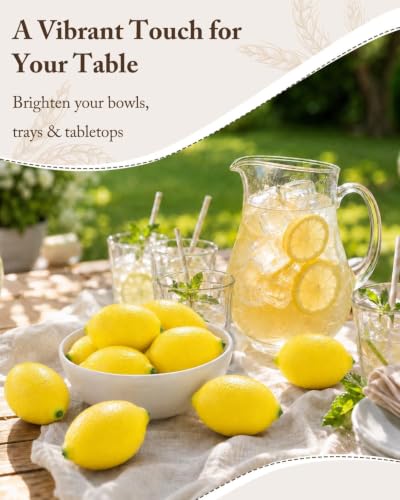 Mini Fake Lemons for Decoration - Yellow, 12 Pcs Faux Lemon Decor