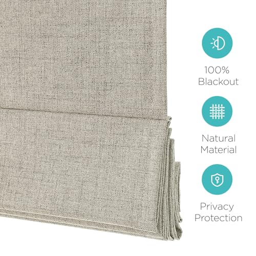Joydeco Linen No Drill Cordless Roman Shades Blackout 34.5 W x 72 H