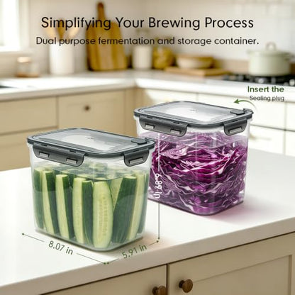 1 Gallon Plastic Fermentation Jar with Airlocks - Homebrew & Food Storage