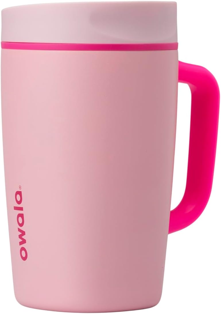 Owala SmoothSip Slider Travel Mug - Insulated Stainless Steel, 100% Leak Proof, 12oz, BPA Free | Pucker Up Design