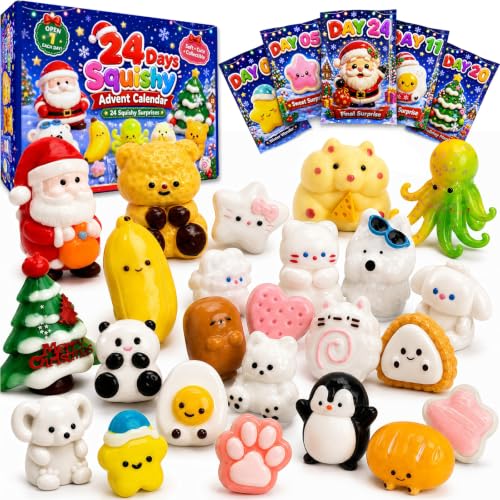 Christmas Kawaii Squishy Advent Calendar for Kids - Multicolor 24 Surprises
