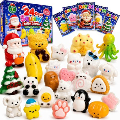 Christmas Kawaii Squishy Advent Calendar for Kids - Multicolor 24 Surprises