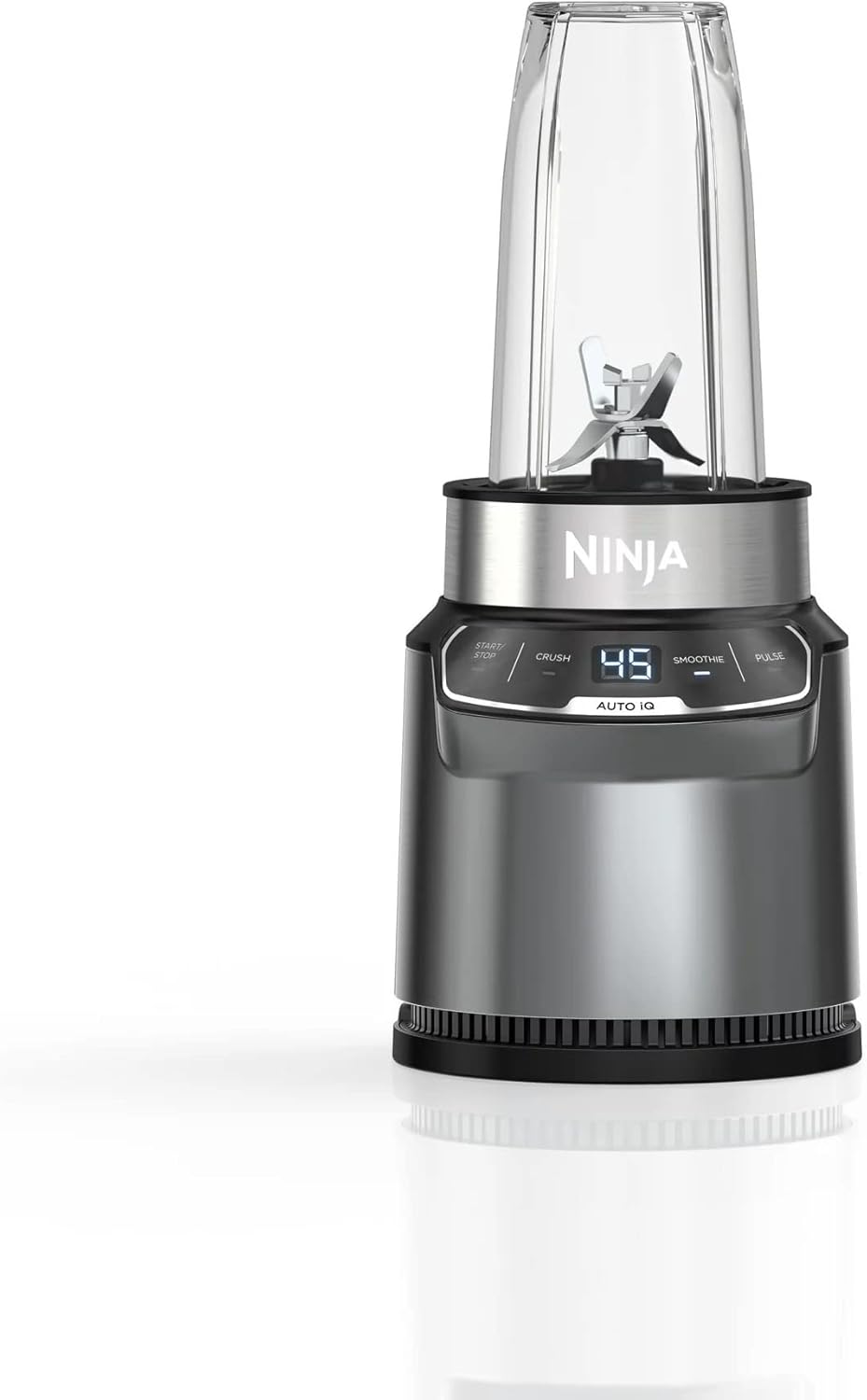 Ninja BN400 Nutri Pro Compact Personal Blender - Auto-iQ Technology, 1000W, Includes 18oz & 24oz To-Go Cups, Stone Silver