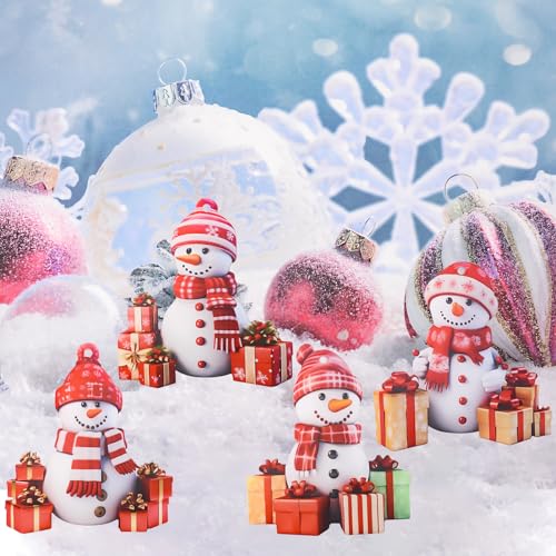 Acrylic Snowman Holiday Ornaments - 4 Pack for Christmas Wreaths & Decorations