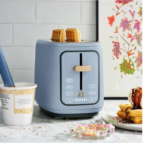 Drew Barrymore Icing 2~Slice Toaster with Touch-Activated Display (Cornflower Blue)