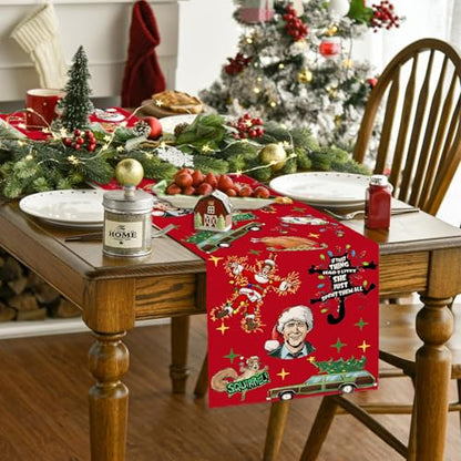 Christmas Table Runner 13x72 Inch Red Holiday Decor for Home & Party