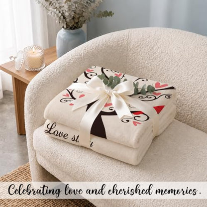 20th Anniversary Blanket - China Wedding Keepsake for Couples, Cozy Romantic Throw