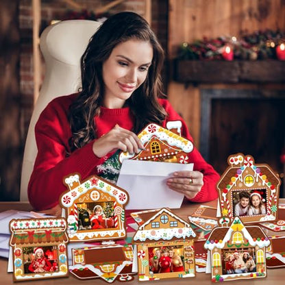 Gingerbread House Christmas Photo Cards Set - White, 200 Pieces
