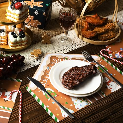 Christmas Gingerbread House Disposable Paper Placemats - 36 Pack
