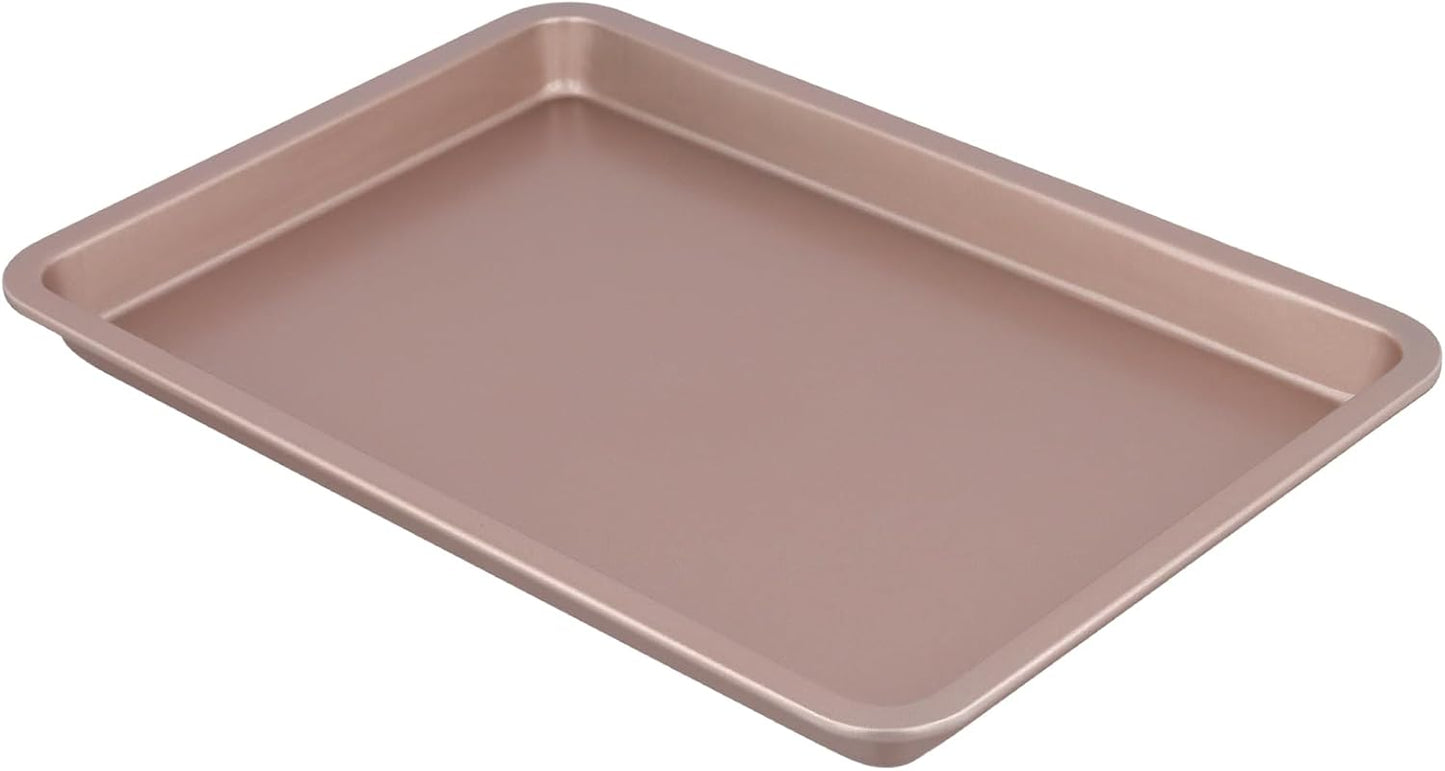 Sheutsan Gold Baking Sheet Pan Set - 4 Pack Carbon Steel Cookie Trays, 13 x 9 x 1 Inch for Roasting