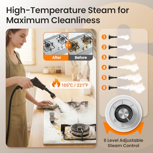 2500W Handheld Steam Cleaner for Home with 12 Accessories - Dark Grey