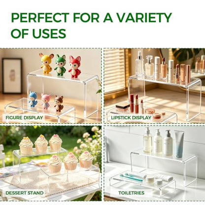 Clear Acrylic Tiered Display Risers Set for Perfume Jewelry & Collectibles