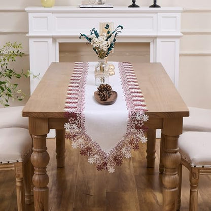 Dark Red Floral Lace Table Runner 16 x 108 Inches for Home Decor - Variation of THIS listing
