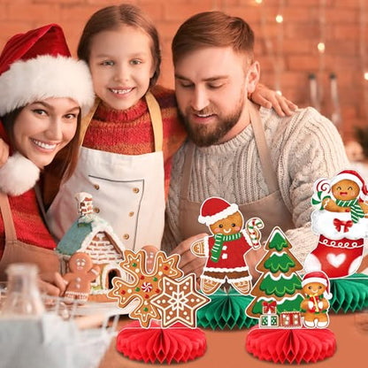 12 Pack Gingerbread Honeycomb Centerpieces for Christmas Party Decor