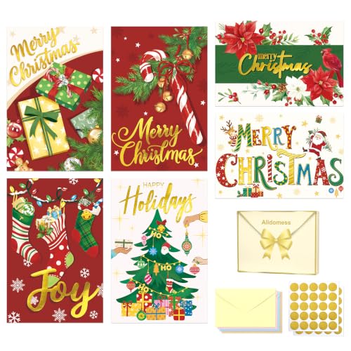 Christmas Card 36 Pack Foil Stamped Blank Greeting Cards with Envelopes - Chrastmas Variation