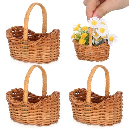 Mini Rattan Basket with Handle – Woven Decor for Crafts & Events
