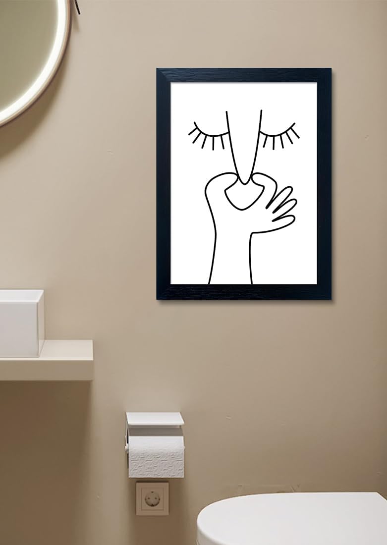 Regine Switzerland Funny Bathroom Wall Art - Black & White Framed Toilet Print Decor