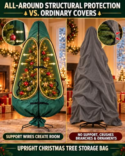 9Ft Christmas Tree Storage Bag Upright Cover for 8-9 Ft Trees Green
