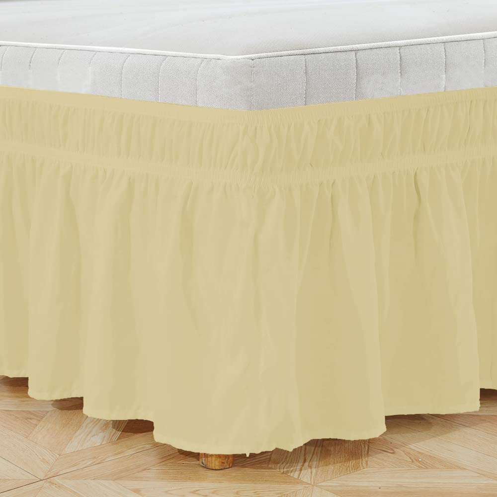 Wrap Around Bed Skirt, Luxurious 100% Egyptian Cotton 800 Thread Count 1 Pcs Bed Skirt, 18" Inch Drop - Twin Size (39" X 75") Inch, Ivory Solid