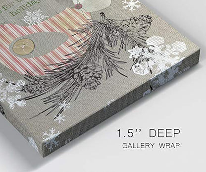 Home for the Holidays Bird Wall Art - Pine Cones & Snowflakes, 32x32 Premium Canvas, Ready to Hang - Variation of THIS listing