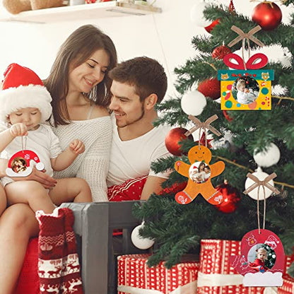12Pcs Christmas DIY Photo Frame Ornaments Unfinished Wood Craft Kits - Variations of This Listing