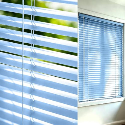 Sky Blue Aluminum Venetian Blinds Room Divider Horizontal Window Shades - Upgraded Light Control