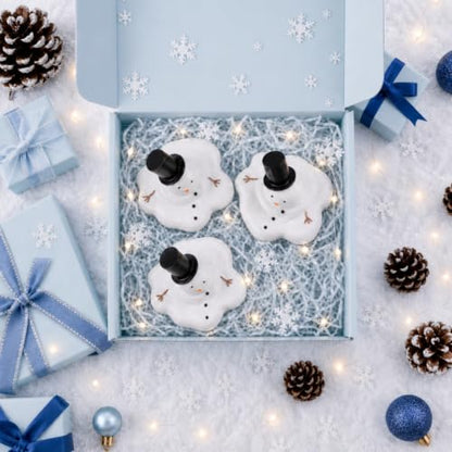 Christmas Melting Snowman Decorations Set - Winter Holiday Tabletop Figurines