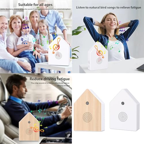 White Singing Bird Sound Box Mini - Nature Bird Chirping Decor for Interior & Bathroom