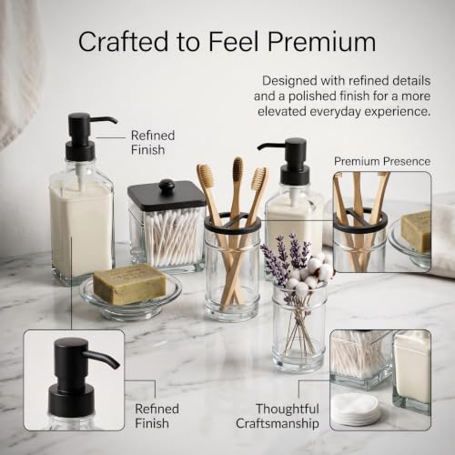 Blue Glass Bathroom Set 6-Piece Dispenser & Accessories for Counter