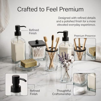 Blue Glass Bathroom Set 6-Piece Dispenser & Accessories for Counter