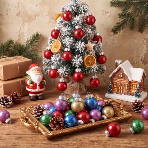 24PCS Multicolor Christmas Ball Ornaments 1.57 Inch Glitter Shatterproof