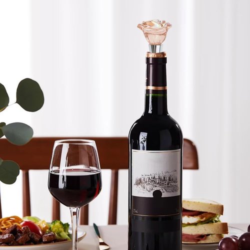 2 PACK Rose Wine Stopper, Bottle Stopper Wine Saver, Reusable Wine Corks For Beverage, Wine Preserver Wine Saver Keep Wine Fresh Wine Accessories Gifts for Wine Lovers, Wedding Favors (Style 1)