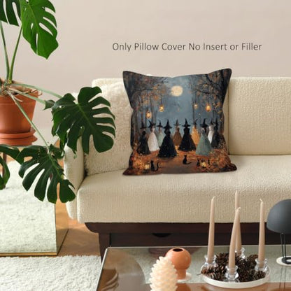 Halloween Witch Decorative Throw Pillow Cover - 18x18 Inches, Pack of 1