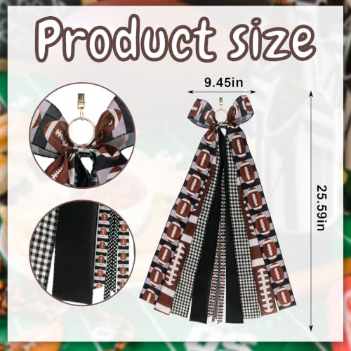 Football Wreath Bow Black White Plaid Maple Leaf Decoration for Game Day