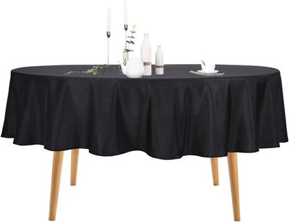 Ascoza 70-Inch Black Round Tablecloth - Durable Polyester for Weddings, Banquets & Parties
