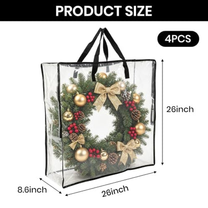26 Inch Wreath Storage Bag - Large Waterproof Garland Organizer for Holiday Decor