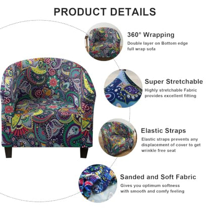 OYX Club Chair Slipcover Tub Chair Cover A02 Barley Stretch Armchair Protector