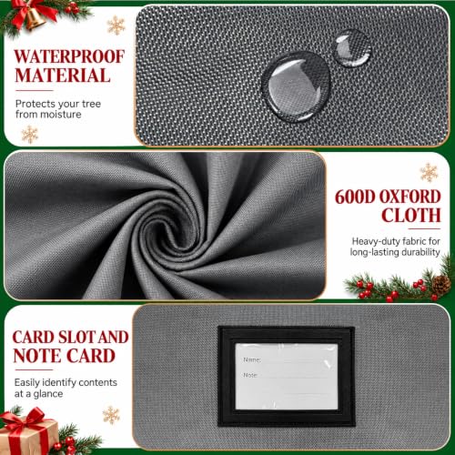 AerWo Large Christmas Tree Storage Bag 7.5 Ft Gray Waterproof 600D Oxford