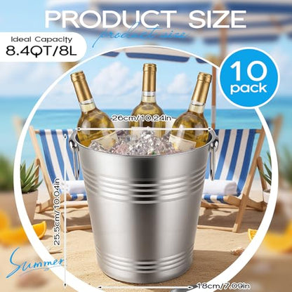 Meekoo 8.4QT Stainless Steel Champagne Bucket with Handle - Silver Barware
