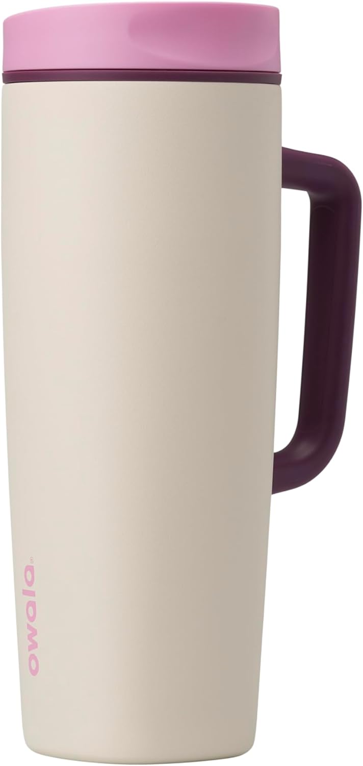 Owala SmoothSip Slider Travel Mug - 24 oz Stainless Steel, Leak Proof, Insulated for Hot & Cold Drinks | Daybreak Color