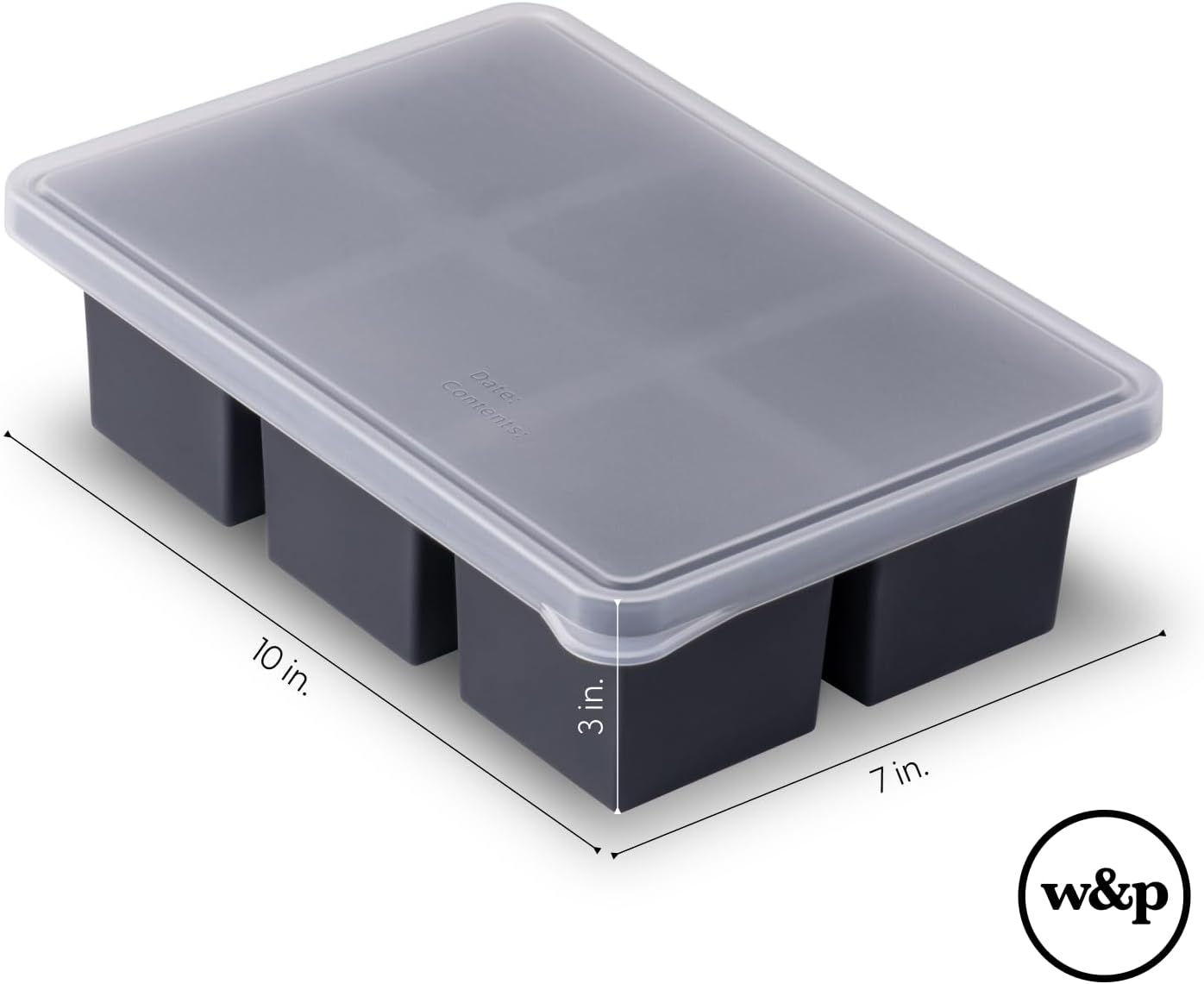 W&P Cup Cubes Silicone Freezer Tray - Blue | Makes 6 Perfect 1-Cup Portions for Soup, Broth & Leftovers