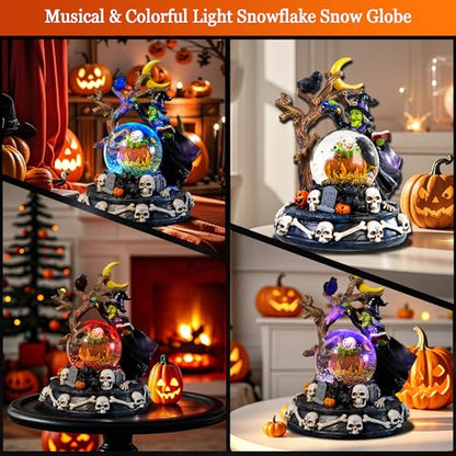 Halloween Snow Globe Lantern with Music & Lights - Witch Variation