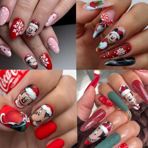 Christmas Nail Art Stickers 4 Sheets Cute 3D Self-Adhesive Decals for DIY Manicure