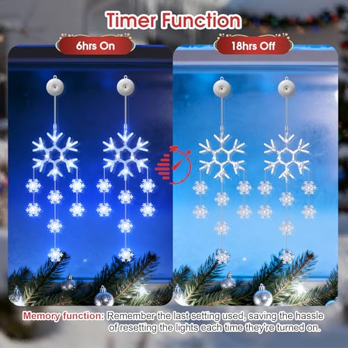 3 Pack Christmas Snowflake Window Lights - Battery Operated, Cool White, Indoor Decor