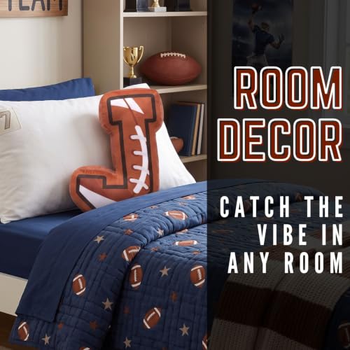 Personalized Football Decor Pillow - Initial J for Men, Coaches, Fans, Bedroom